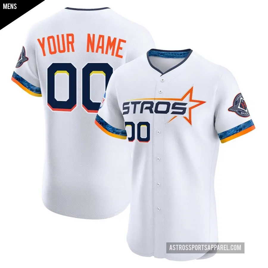 Men's Houston Astros ＃00 Custom Elite White 2025 City Connect Jersey