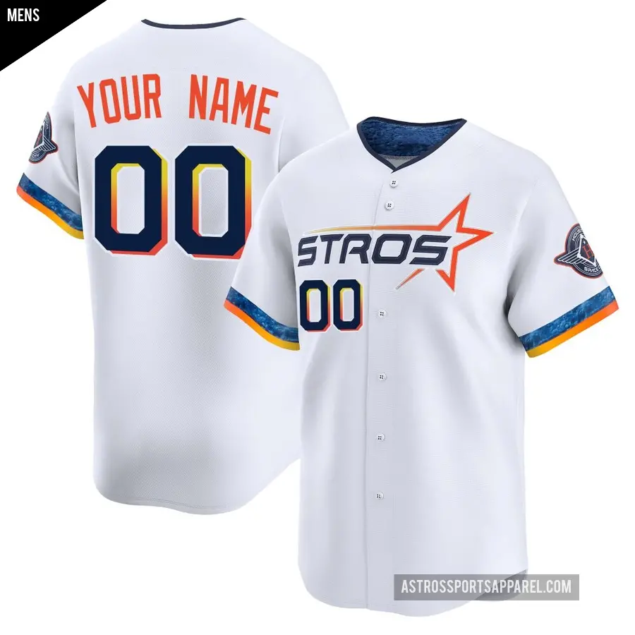 Men's Houston Astros ＃00 Custom Limited White 2025 City Connect Jersey