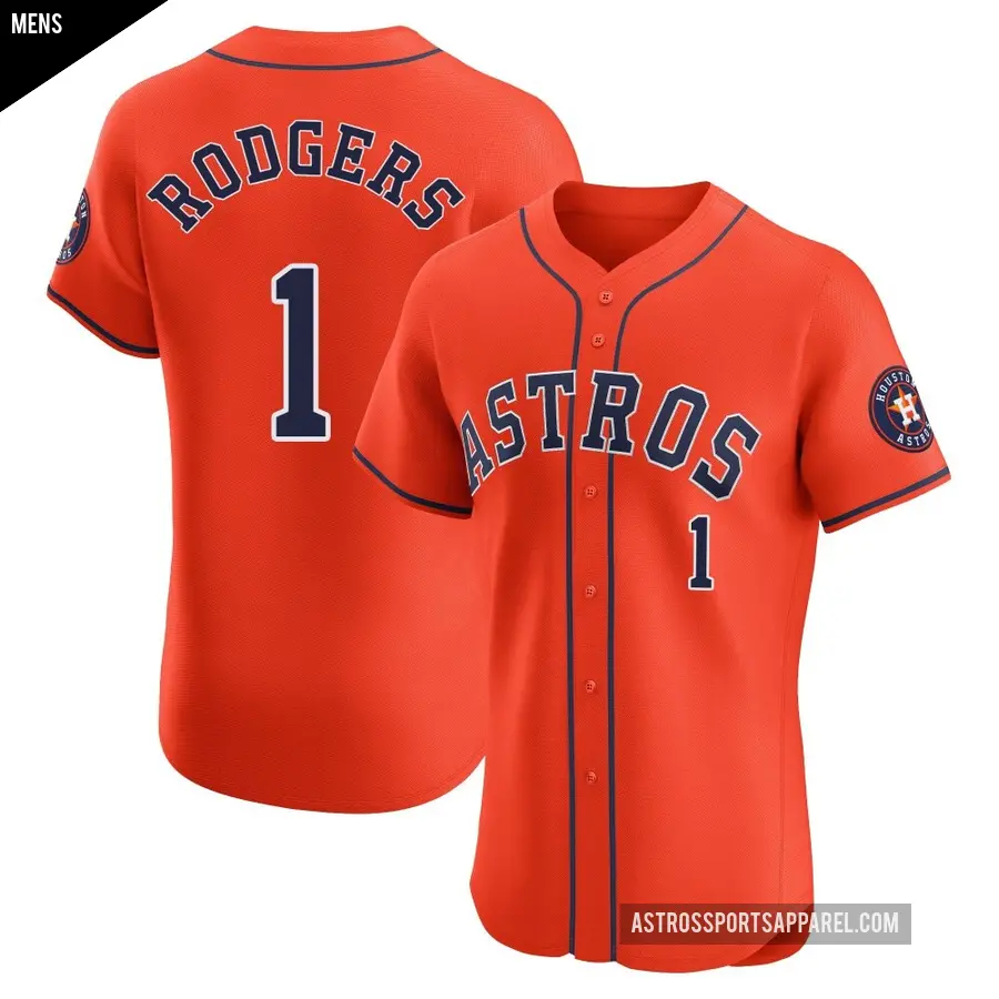 Men's Houston Astros ＃1 Brendan Rodgers Elite Orange Alternate Vapor Premier Jersey