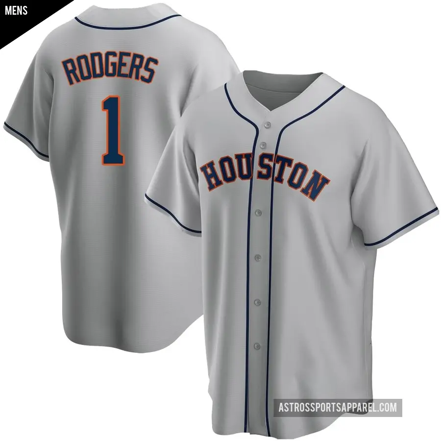 Men's Houston Astros ＃1 Brendan Rodgers Replica Gray Road Jersey
