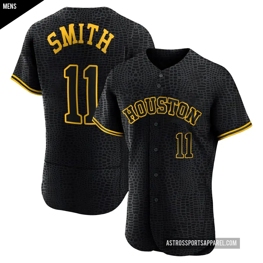 Men's Houston Astros ＃11 Cam Smith Authentic Black Snake Skin City Jersey