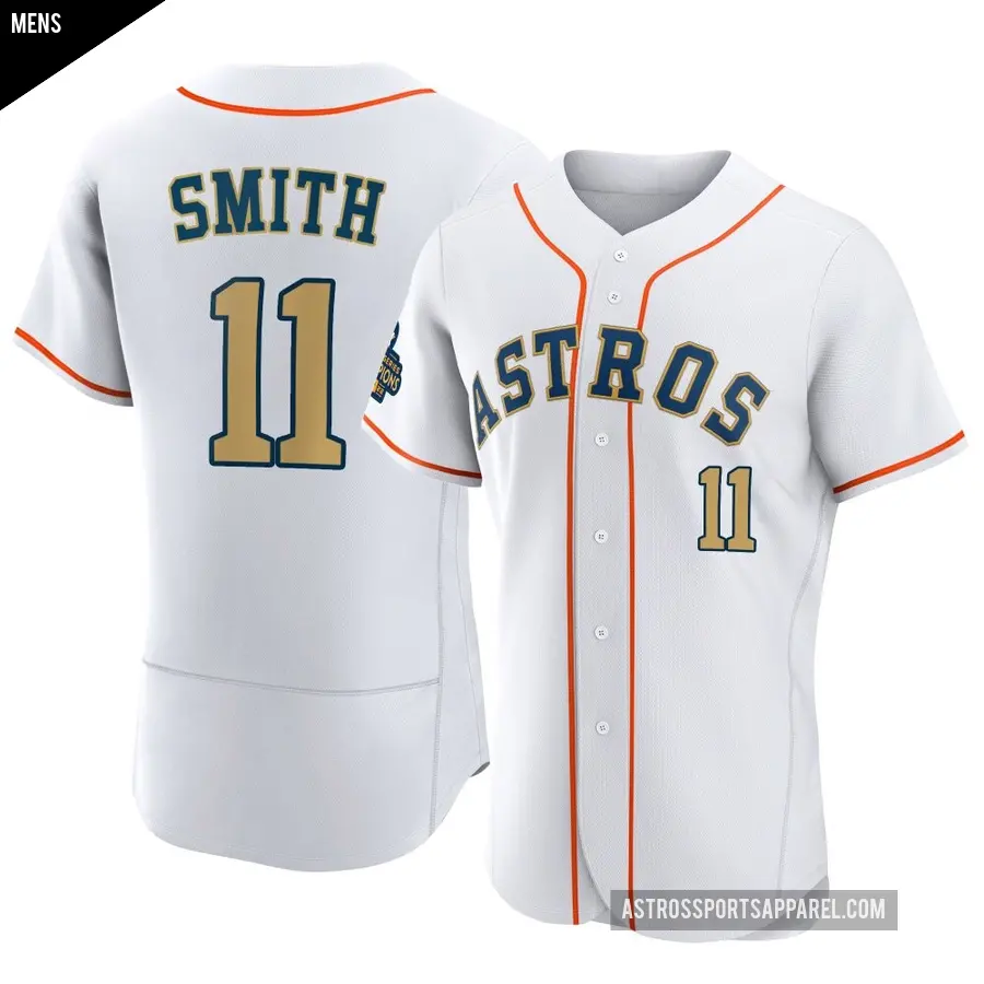 Men's Houston Astros ＃11 Cam Smith Authentic Gold White 2023 Collection Jersey