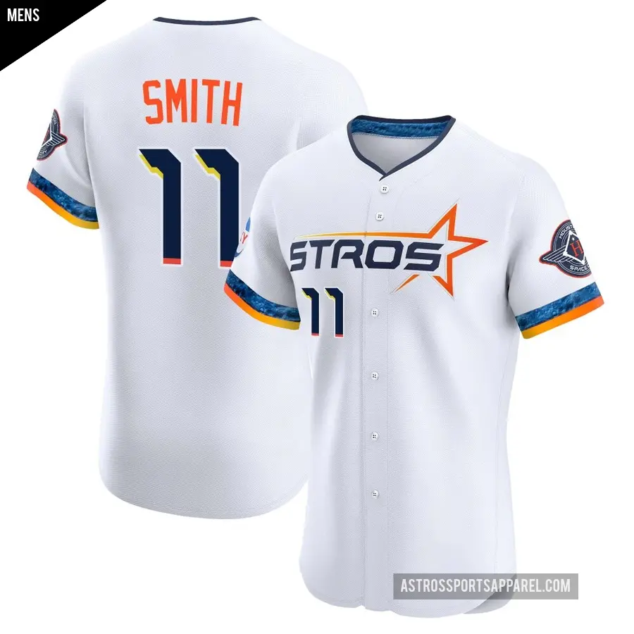 Men's Houston Astros ＃11 Cam Smith Elite White 2025 City Connect Jersey