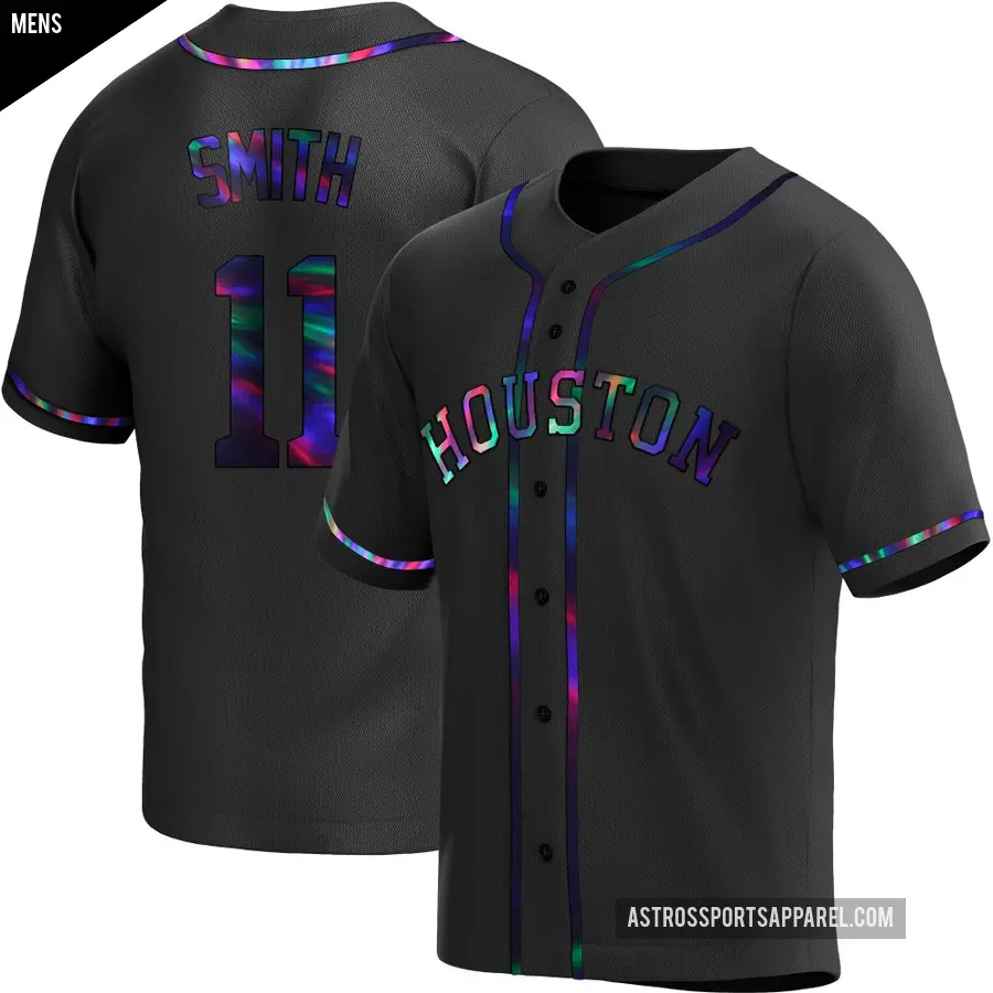 Men's Houston Astros ＃11 Cam Smith Replica Black Holographic Alternate Jersey