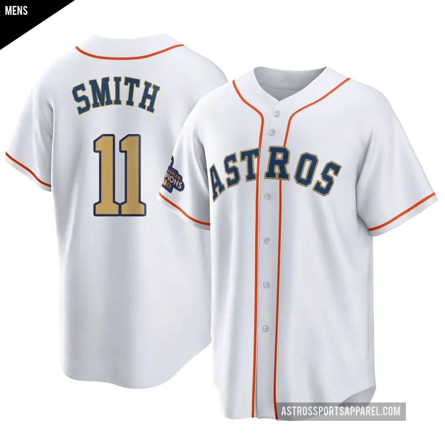 Men's Houston Astros ＃11 Cam Smith Replica Gold White 2023 Collection Jersey