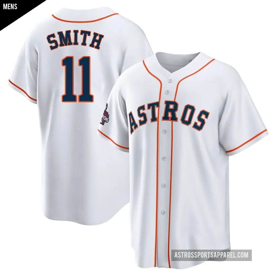 Men's Houston Astros ＃11 Cam Smith Replica White 2022 World Series Champions Home Jersey