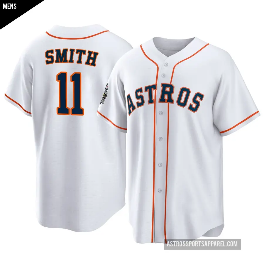 Men's Houston Astros ＃11 Cam Smith Replica White 2022 World Series Home Jersey