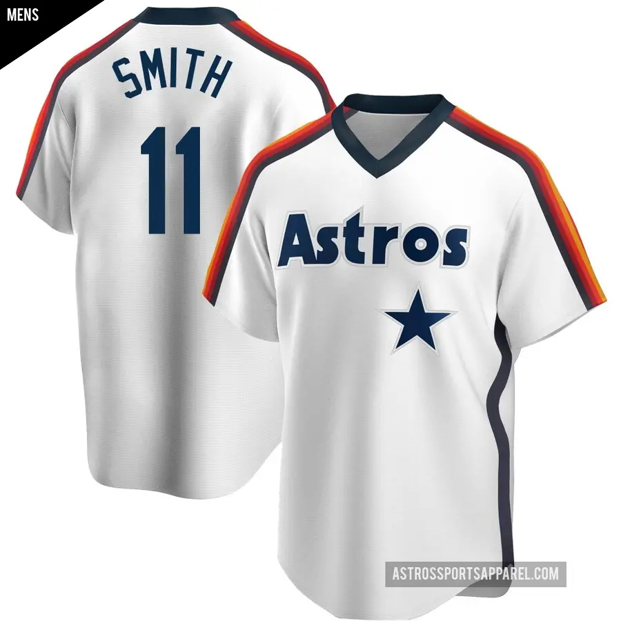 Men's Houston Astros ＃11 Cam Smith Replica White Home Cooperstown Collection Team Jersey