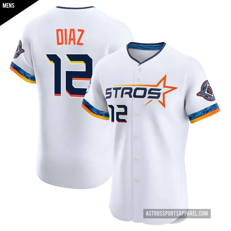 Men's Houston Astros ＃12 Aledmys Diaz Elite White 2025 City Connect Jersey
