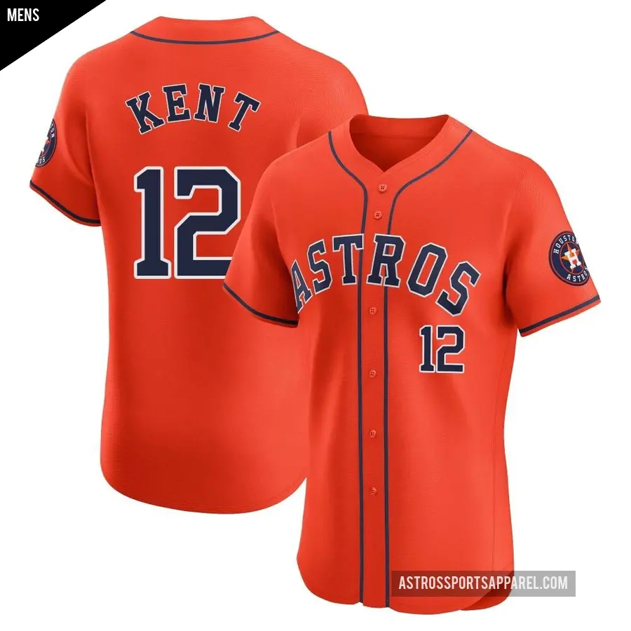 Men's Houston Astros ＃12 Jeff Kent Elite Orange Alternate Vapor Premier Jersey