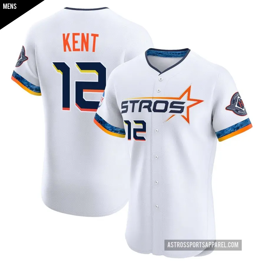 Men's Houston Astros ＃12 Jeff Kent Elite White 2025 City Connect Jersey