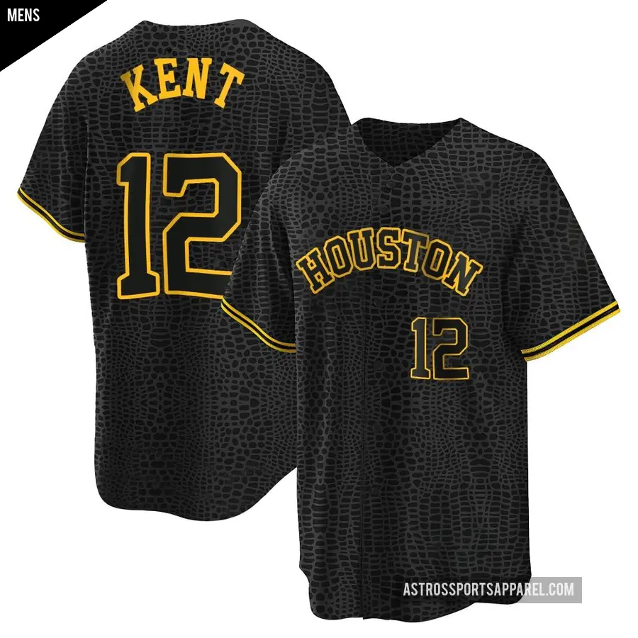 Men's Houston Astros ＃12 Jeff Kent Replica Black Snake Skin City Jersey
