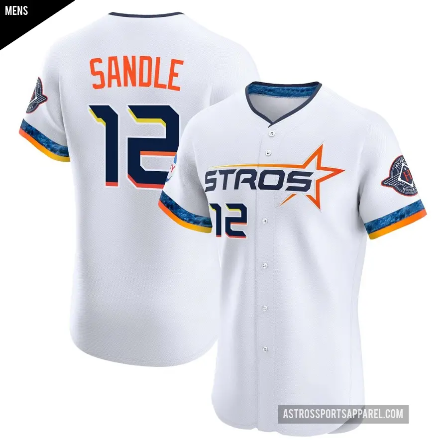 Men's Houston Astros ＃12 Michael Sandle Elite White 2025 City Connect Jersey