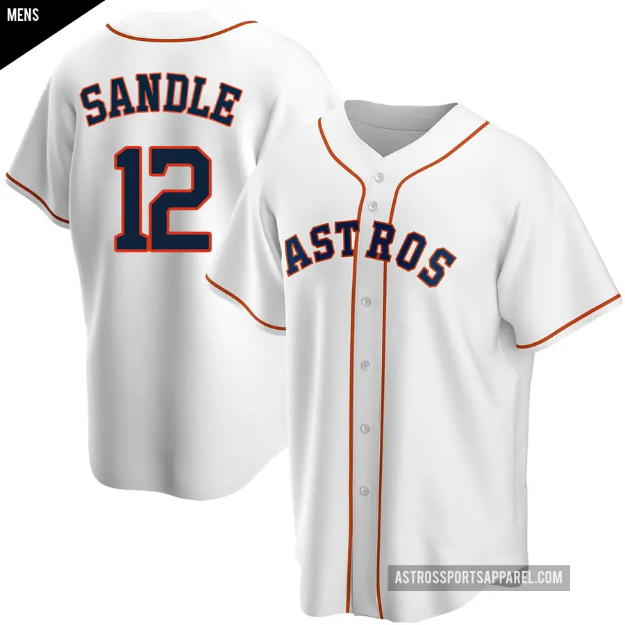 Men's Houston Astros ＃12 Michael Sandle Replica White Home Jersey
