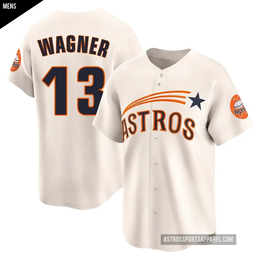Men's Houston Astros ＃13 Billy Wagner Limited Cream Throwback Cooperstown Collection Jersey