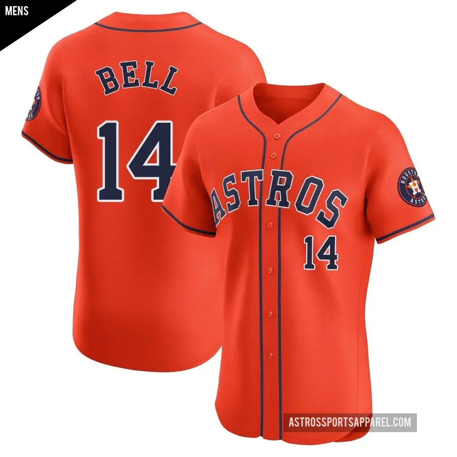 Men's Houston Astros ＃14 Derek Bell Elite Orange Alternate Vapor Premier Jersey