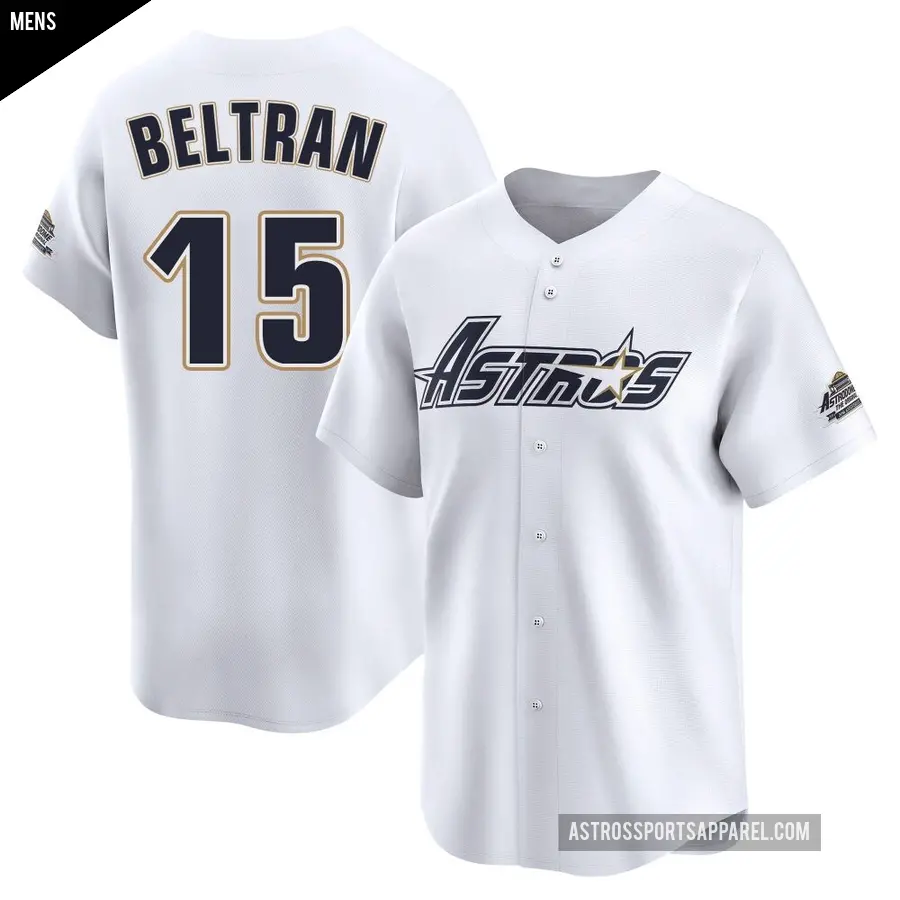 Men's Houston Astros ＃15 Carlos Beltran Limited White Throwback Cooperstown Collection Jersey