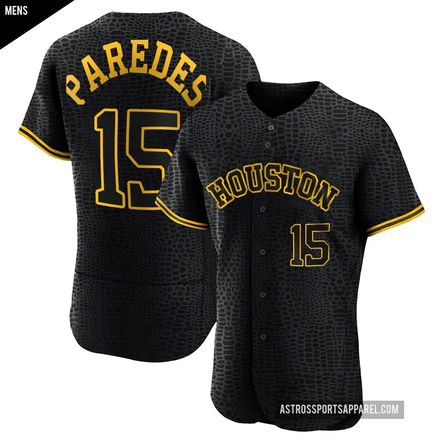 Men's Houston Astros ＃15 Isaac Paredes Authentic Black Snake Skin City Jersey