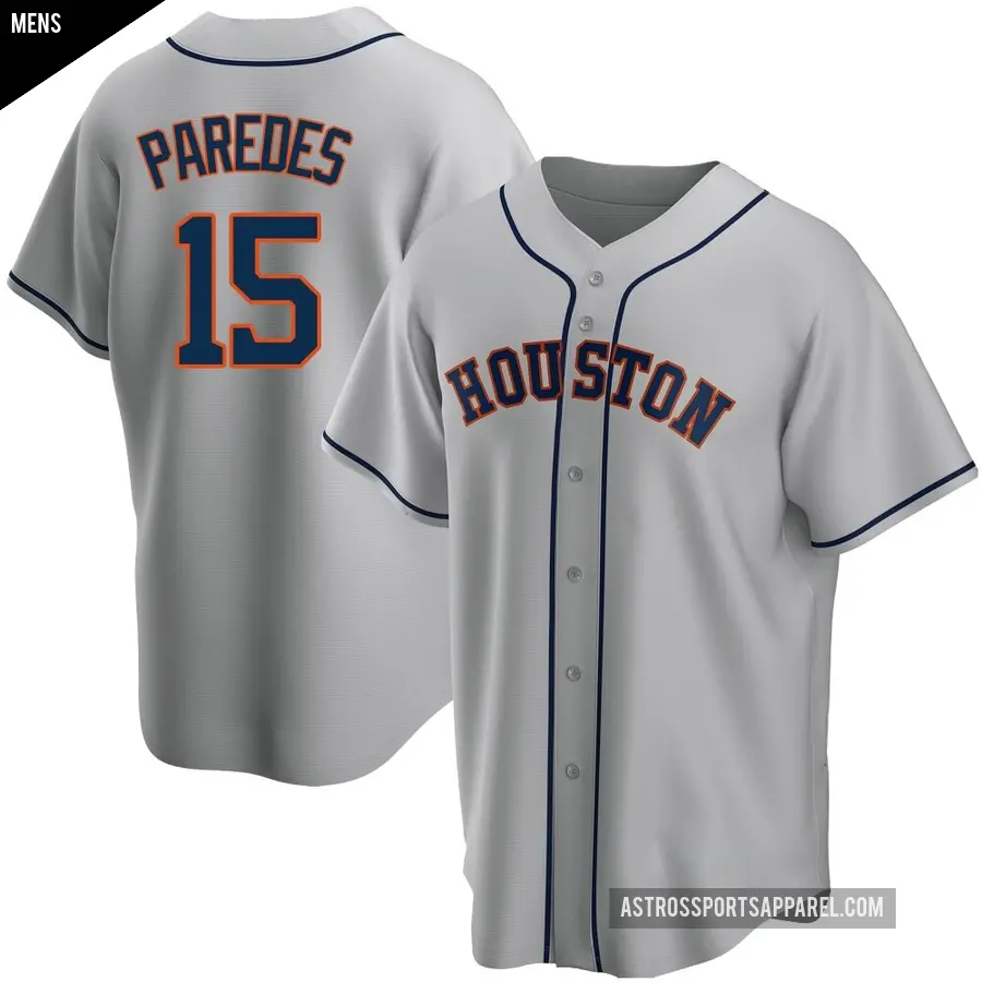 Men's Houston Astros ＃15 Isaac Paredes Replica Gray Road Jersey