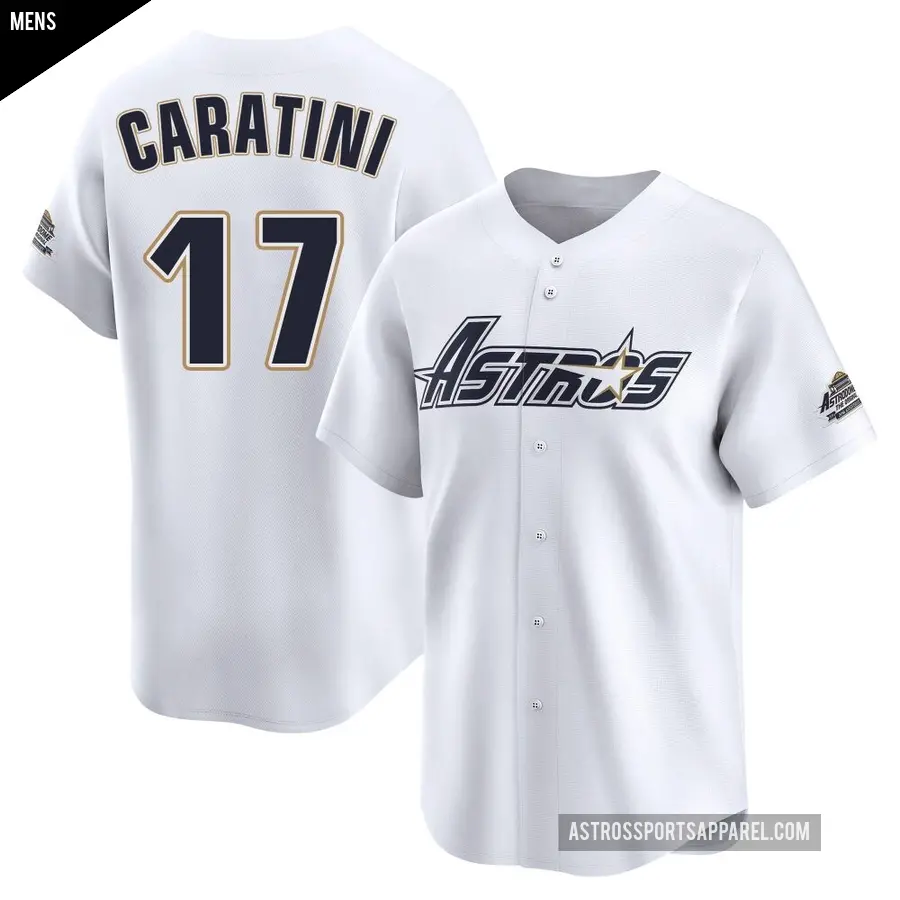 Men's Houston Astros ＃17 Victor Caratini Limited White Throwback Cooperstown Collection Jersey