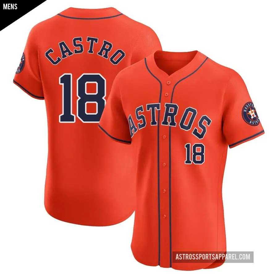 Men's Houston Astros ＃18 Jason Castro Elite Orange Alternate Vapor Premier Jersey