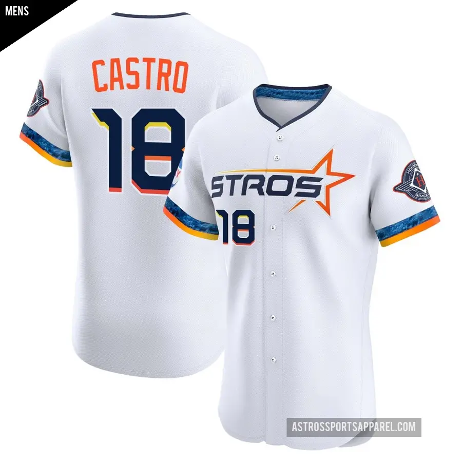 Men's Houston Astros ＃18 Jason Castro Elite White 2025 City Connect Jersey