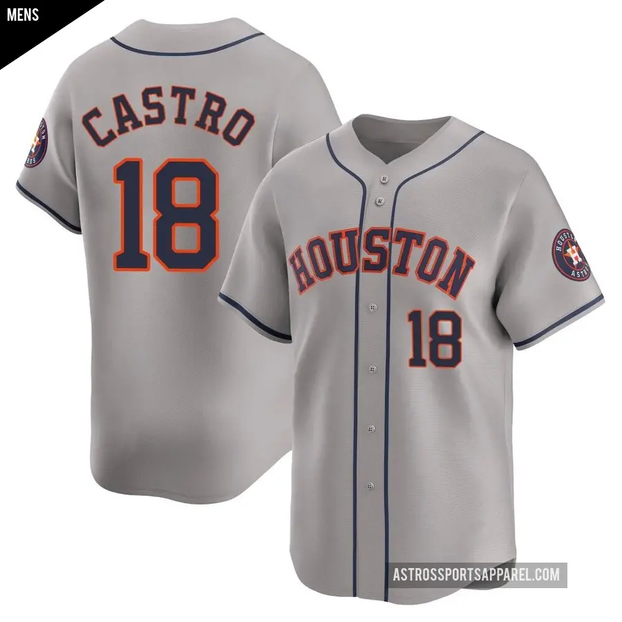 Men's Houston Astros ＃18 Jason Castro Limited Gray Away Jersey