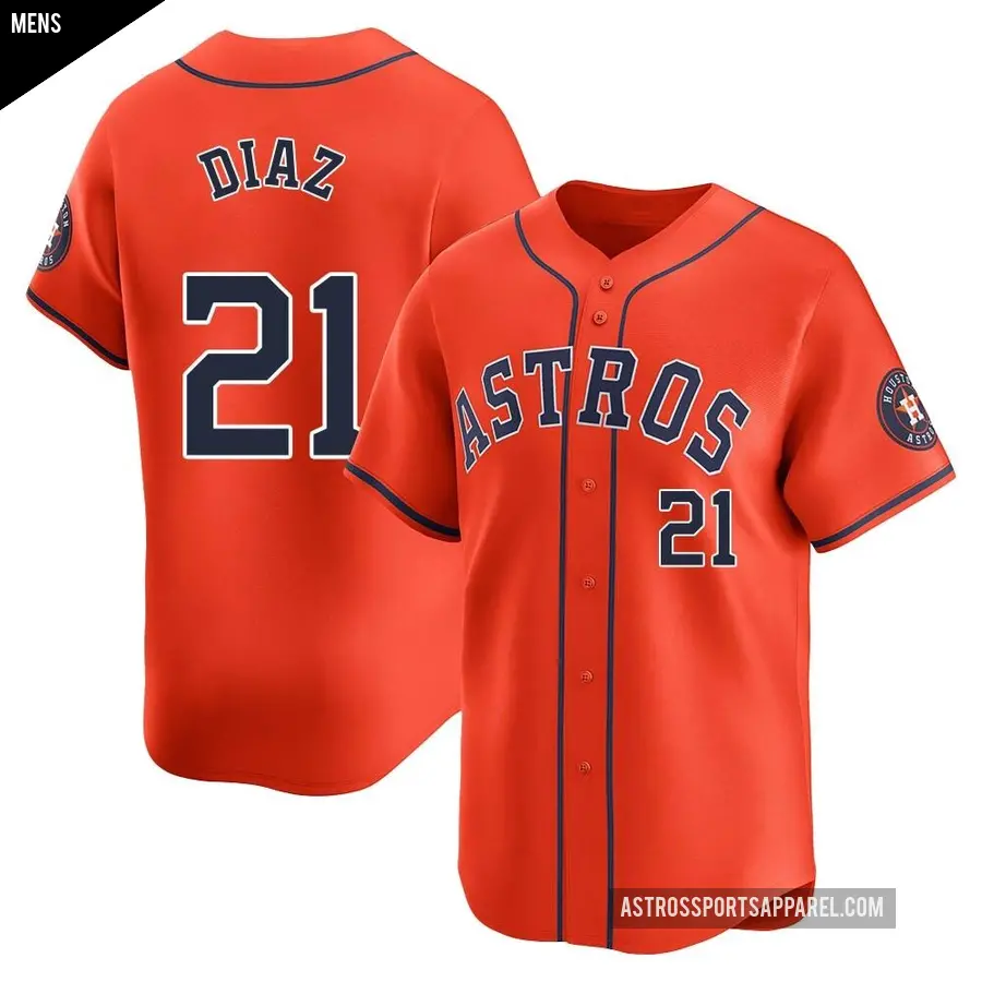 Men's Houston Astros ＃21 Yainer Diaz Limited Orange Alternate Jersey