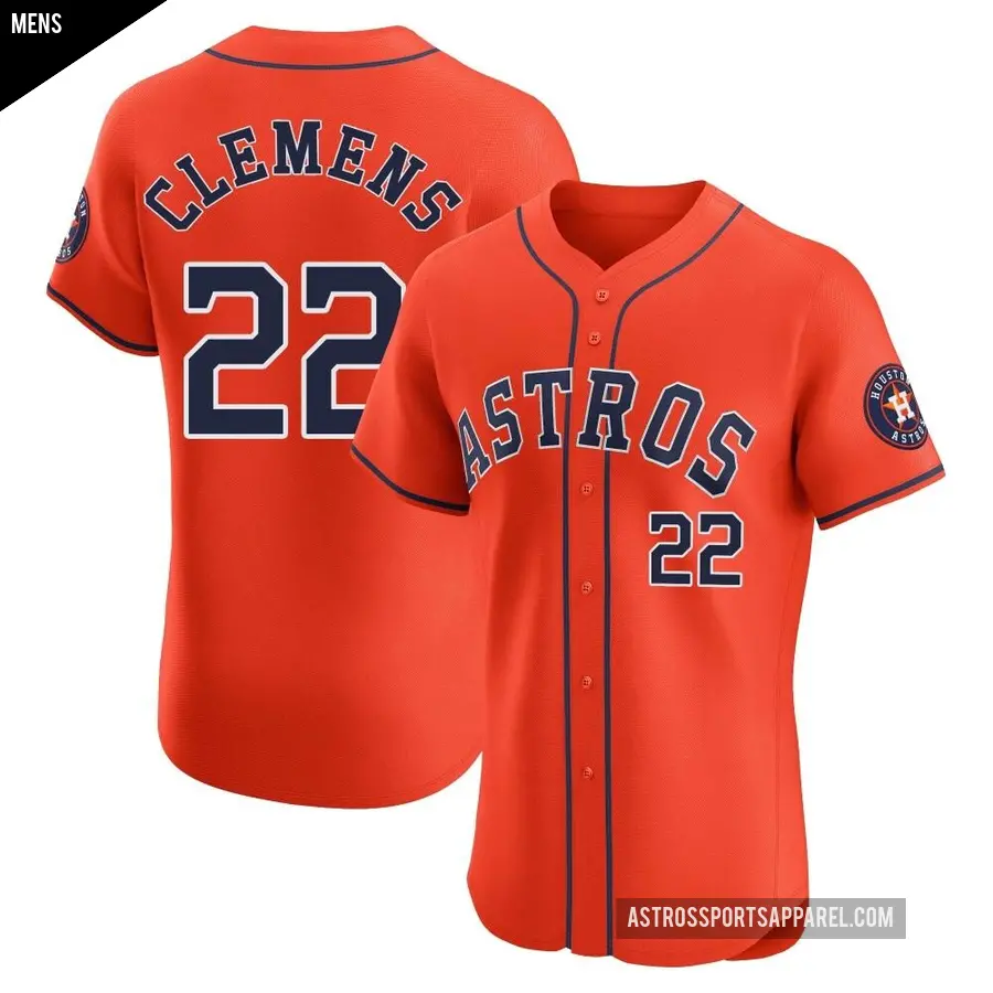 Men's Houston Astros ＃22 Roger Clemens Elite Orange Alternate Vapor Premier Jersey