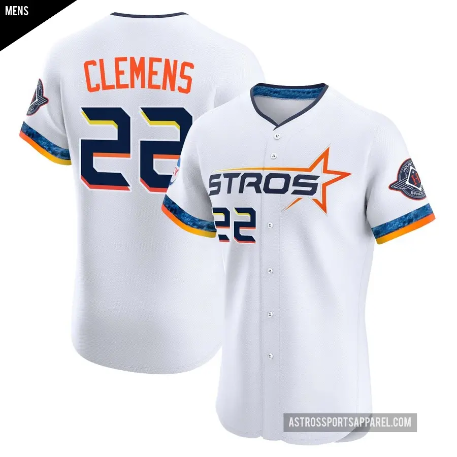 Men's Houston Astros ＃22 Roger Clemens Elite White 2025 City Connect Jersey