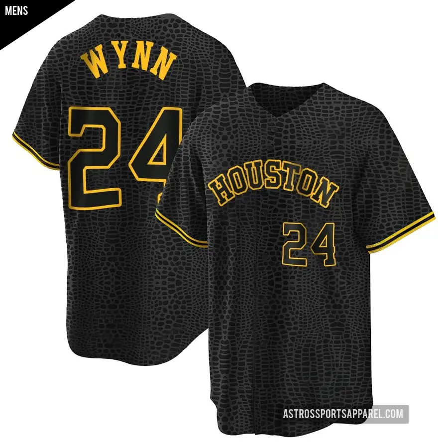 Men's Houston Astros ＃24 Jimmy Wynn Replica Black Snake Skin City Jersey