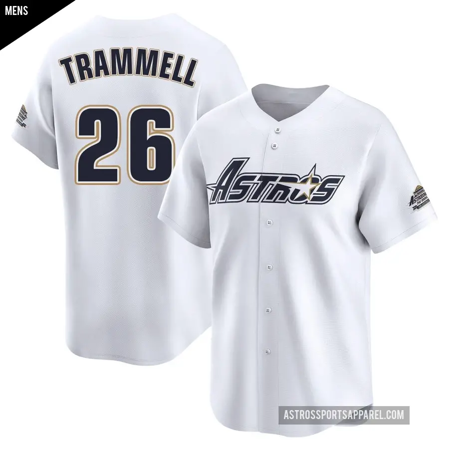 Men's Houston Astros ＃26 Taylor Trammell Limited White Throwback Cooperstown Collection Jersey