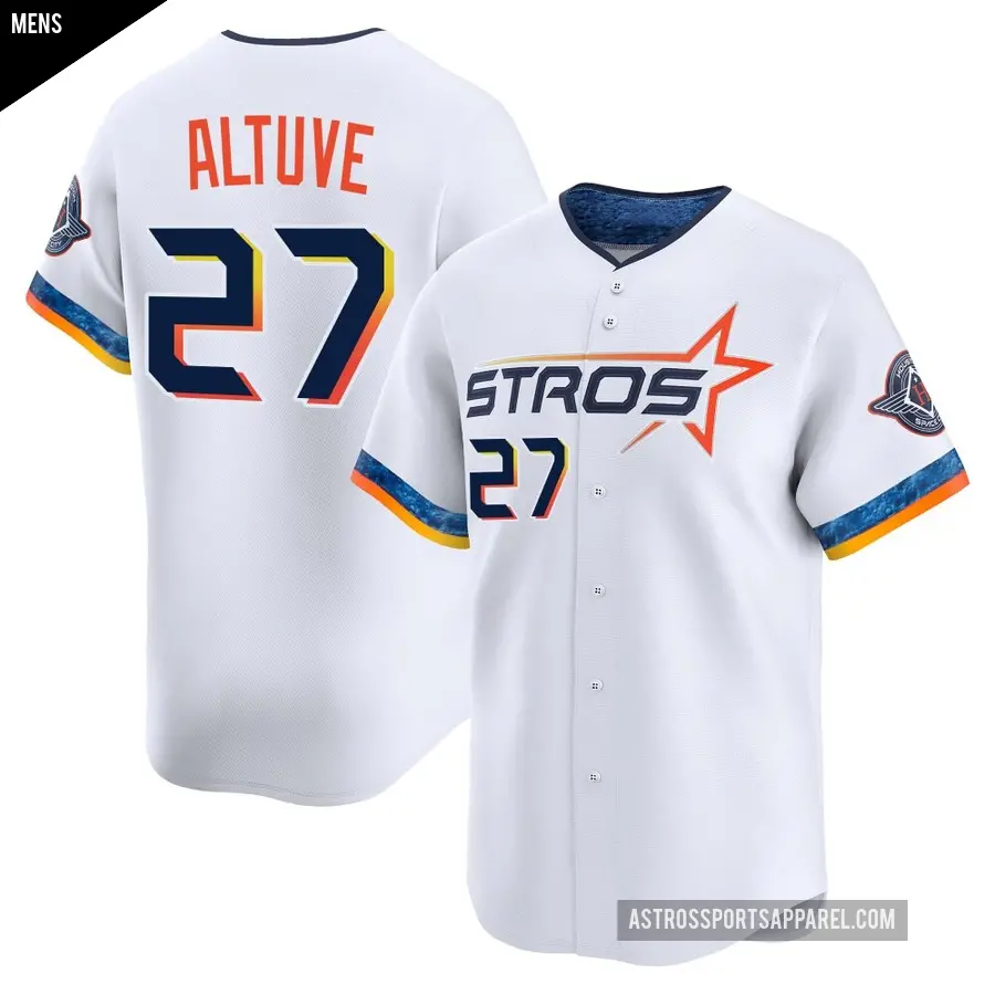 Men's Houston Astros ＃27 Jose Altuve Limited White 2025 City Connect Jersey