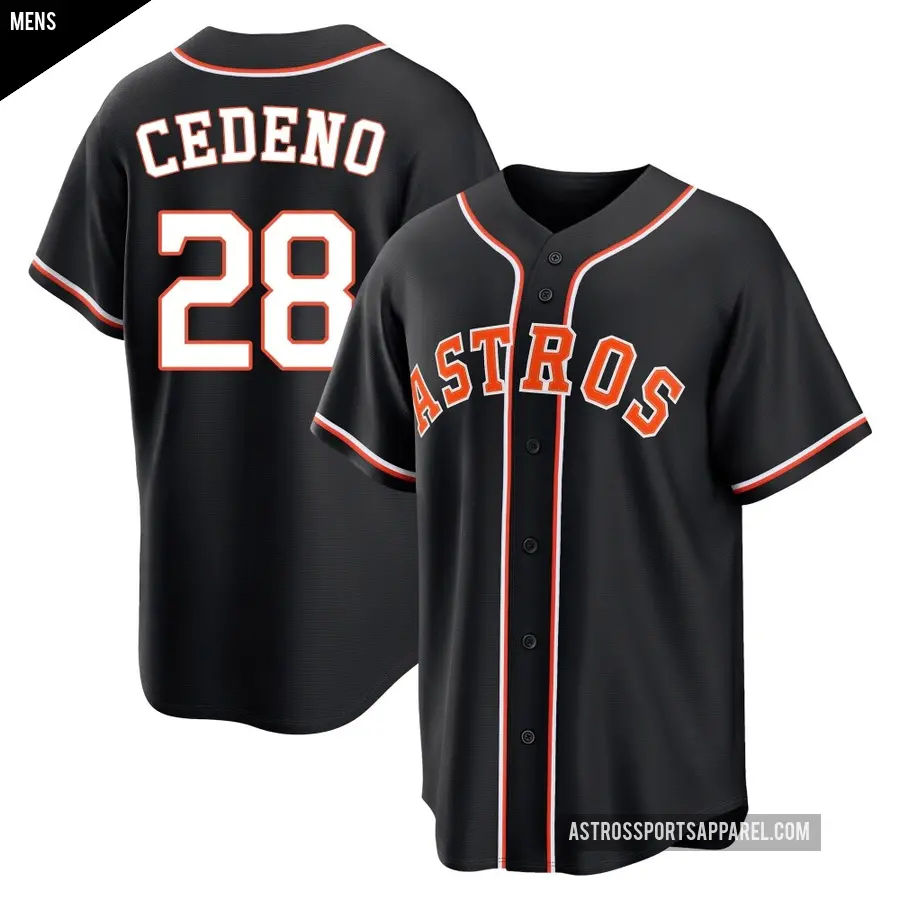 Men's Houston Astros ＃28 Cesar Cedeno Replica Black Fashion Out Jersey
