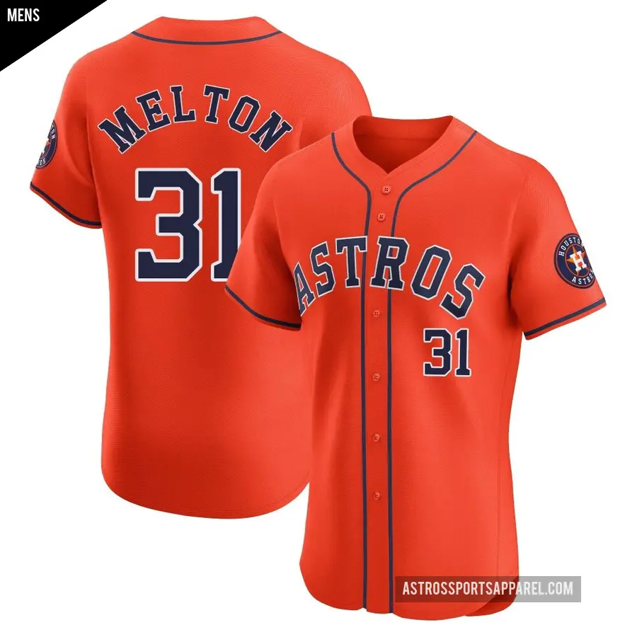 Men's Houston Astros ＃31 Jacob Melton Elite Orange Alternate Vapor Premier Jersey