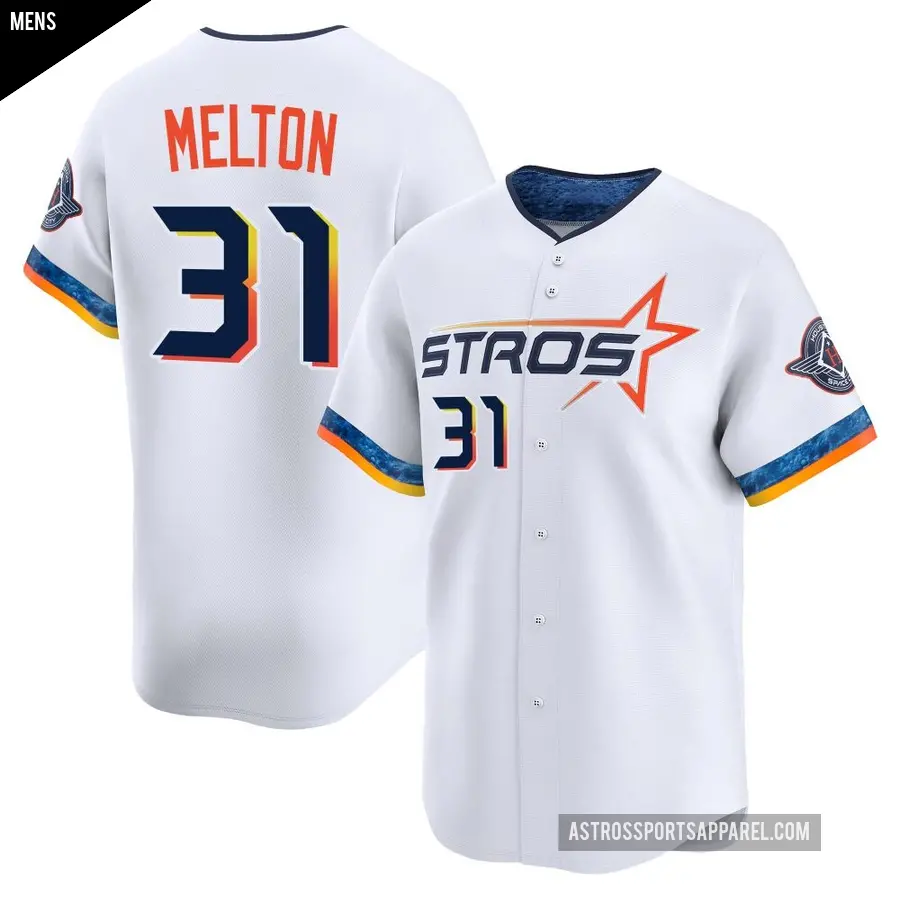 Men's Houston Astros ＃31 Jacob Melton Limited White 2025 City Connect Jersey
