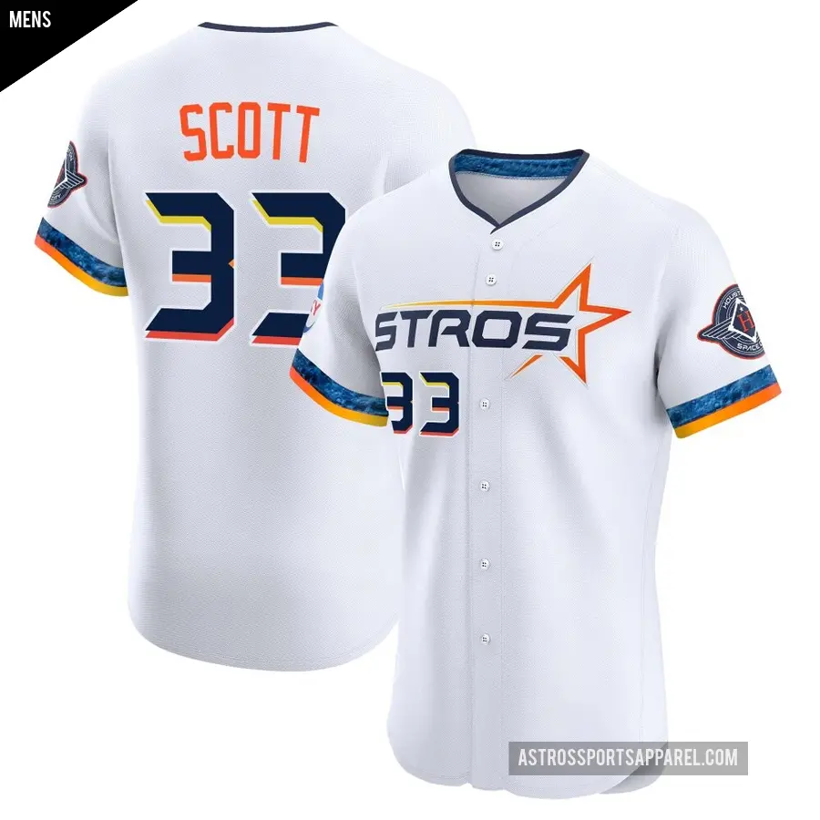 Men's Houston Astros ＃33 Mike Scott Elite White 2025 City Connect Jersey