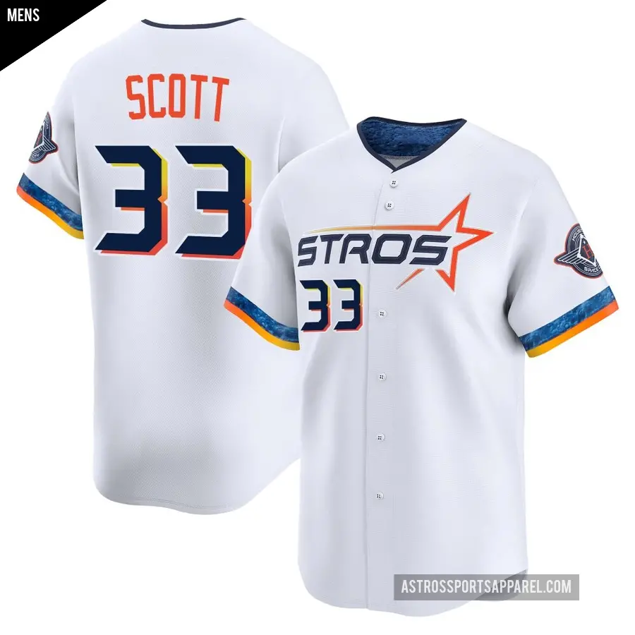 Men's Houston Astros ＃33 Mike Scott Limited White 2025 City Connect Jersey
