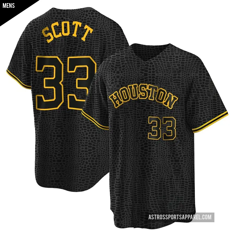 Men's Houston Astros ＃33 Mike Scott Replica Black Snake Skin City Jersey