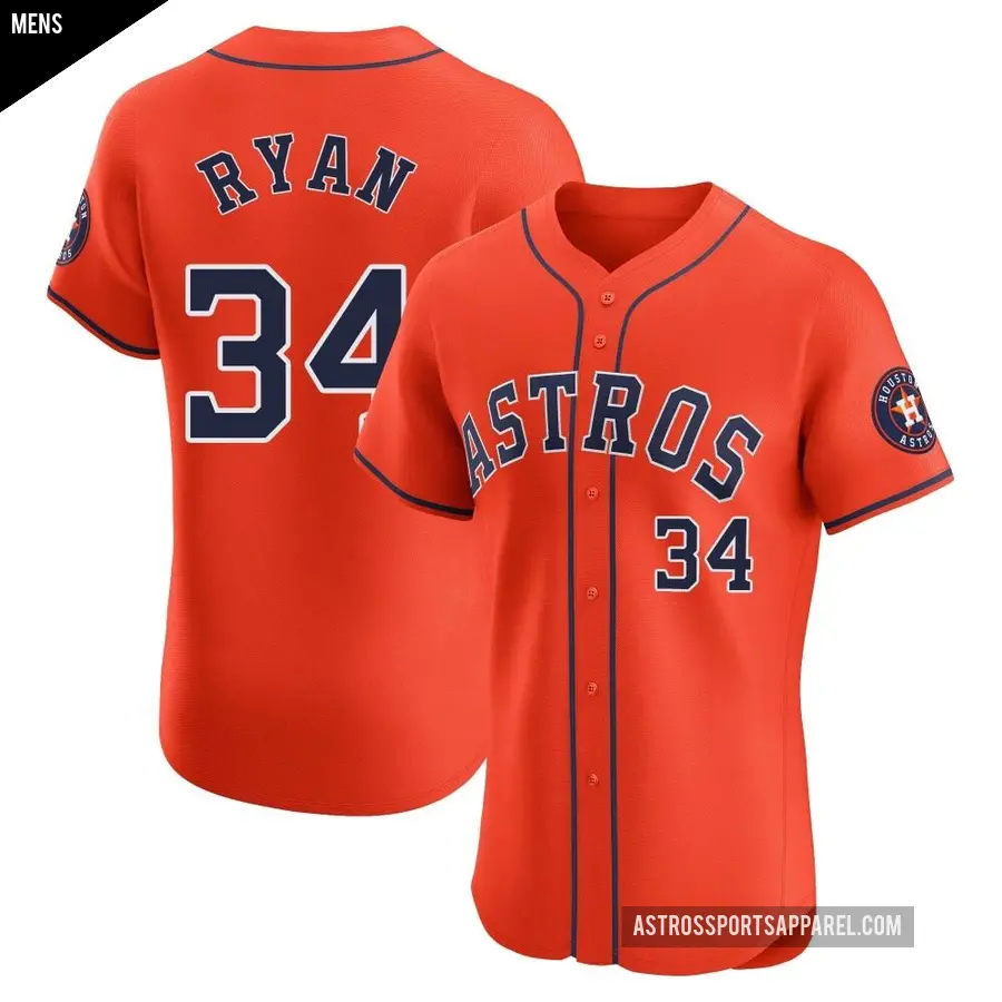 Men's Houston Astros ＃34 Nolan Ryan Elite Orange Alternate Vapor Premier Jersey