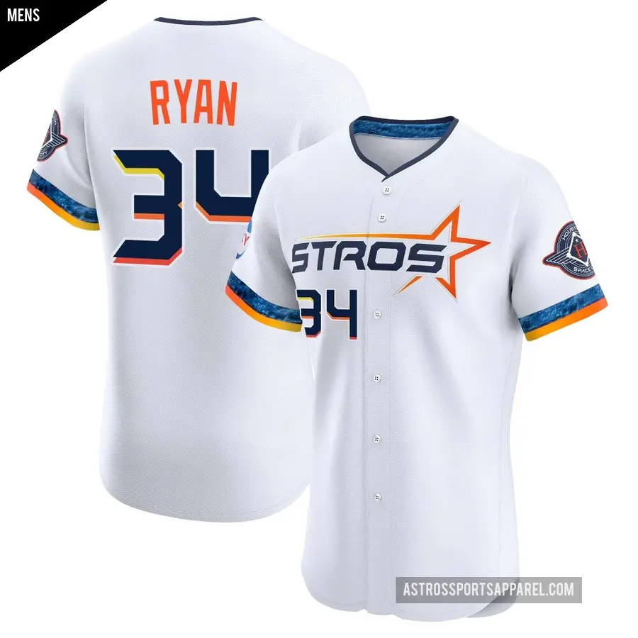 Men's Houston Astros ＃34 Nolan Ryan Elite White 2025 City Connect Jersey