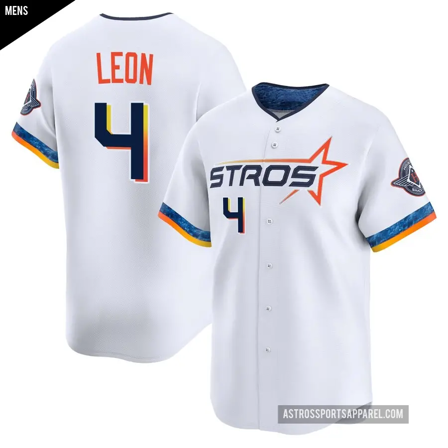 Men's Houston Astros ＃4 Pedro Leon Limited White 2025 City Connect Jersey
