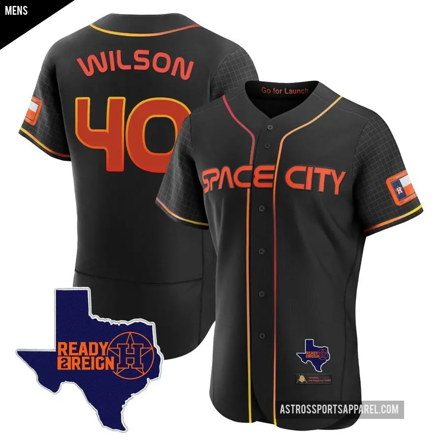 Men's Houston Astros ＃40 Don Wilson Authentic Black 2023 Space City Ready 2 Reign Flex Base Jersey