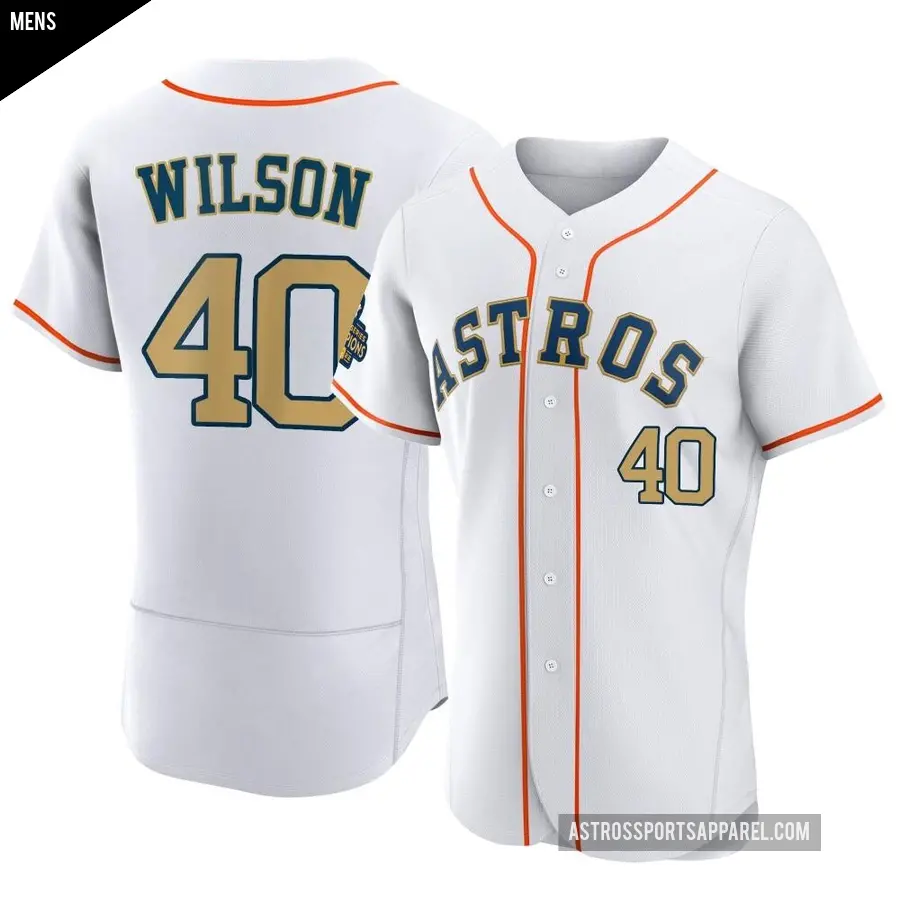 Men's Houston Astros ＃40 Don Wilson Authentic Gold White 2023 Collection Jersey