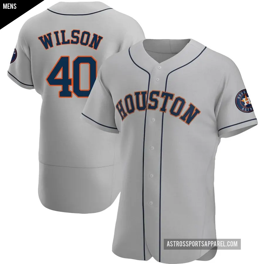 Men's Houston Astros ＃40 Don Wilson Authentic Gray Road Jersey