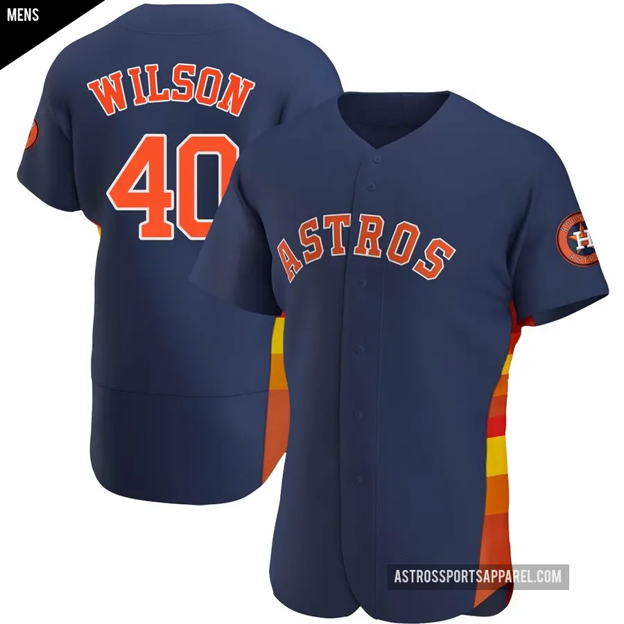 Men's Houston Astros ＃40 Don Wilson Authentic Navy Alternate Jersey