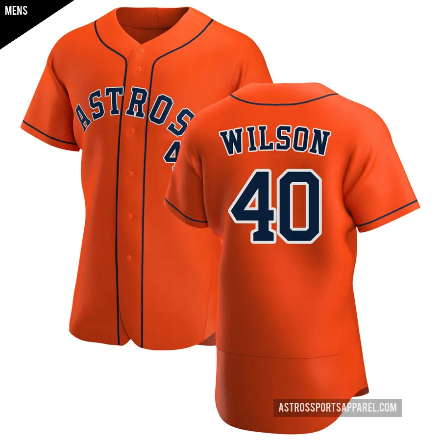 Men's Houston Astros ＃40 Don Wilson Authentic Orange Alternate Jersey