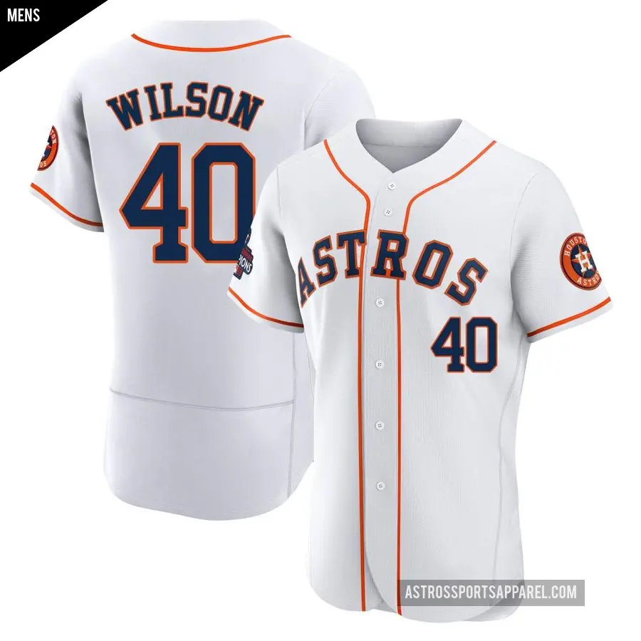 Men's Houston Astros ＃40 Don Wilson Authentic White 2022 World Series Champions Home Jersey
