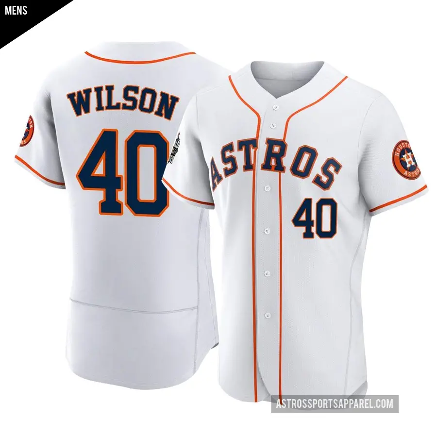 Men's Houston Astros ＃40 Don Wilson Authentic White 2022 World Series Home Jersey