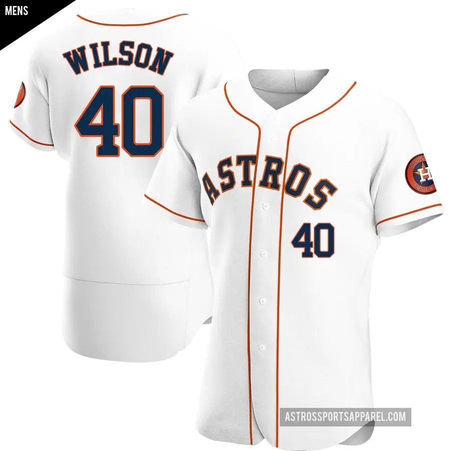 Men's Houston Astros ＃40 Don Wilson Authentic White Home Jersey